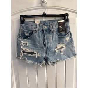 Levi's 501 NWT 26 Denim Women's Jeans Shorts High Rise Cutoffs Distressed